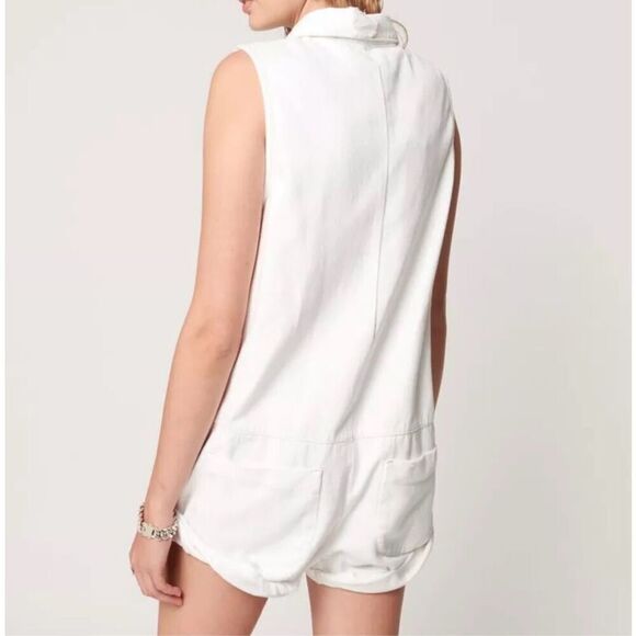 OneTeaspoon Women's White Mini Braxton Button Front Utility Playsuit Romper M - Picture 2 of 12